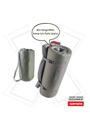 Xpermate Gezginmat Kamp Yatağı Taşıma Çantalı Kamp Matı 90x190x6 Gri
