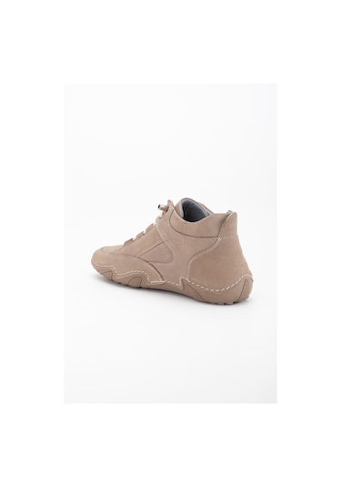 Hakiki Deri Nubuk Erkek Bot Bej Elastik Bağcıklı Saraçlı Taban-3488 Bej