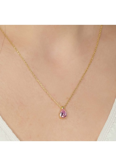 Kunzit Taşlı Gümüş Kolye Gm19