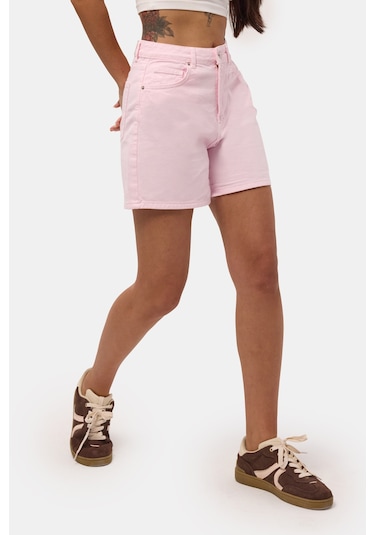Itsbasic Kadın Light Pembe Diana 6s6-98 Relax Mom Fit Denim Şort