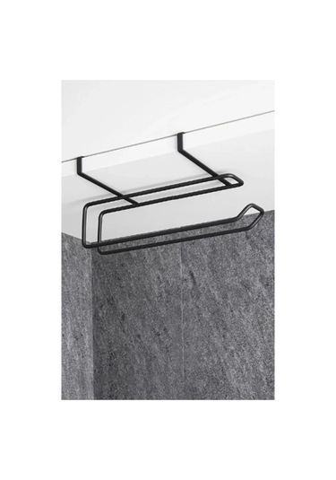Siyah Dolap İçi Kağıt Havluluk Askı Metal, 28x13 Cm Pratik Mutfak Düzenleyici Siyah M