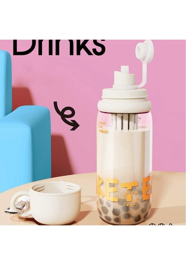 Shotay Cup Cover Su Matarası Tritan Beyaz 800ml Beyaz