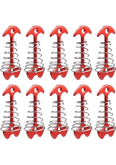 Alaşımlı Kamp Çadırı Çivisi - 10 Adet, Bahçe Ve Teras İçin Dayanıklı Sabitleme Balık Kılçığı Şekli Çok Renkli