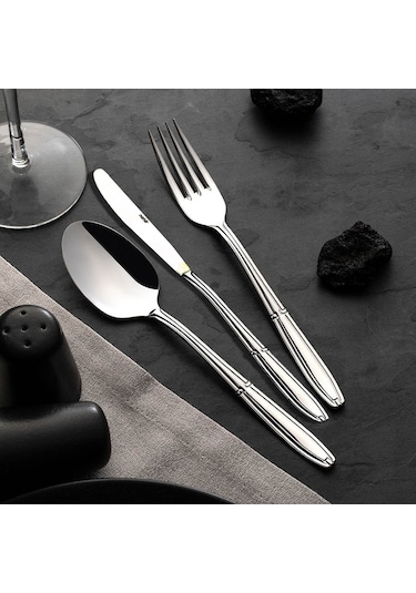 Nehir Buket Sade 36 Parça Kutulu Çatal Kaşık Bıçak Takımı Gümüş