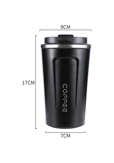 Ranyeek 510ml 304 Çelik Vakumlu Termos Bardak - Araç/ofis/kişisel Kullanım - Siyah Siyah