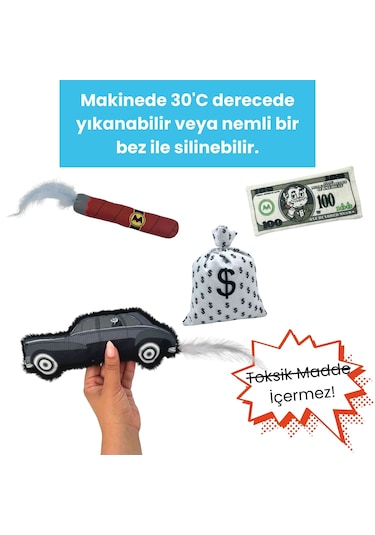 Miyav Mafya Temalı 4'lu Kedi Oyuncak Seti