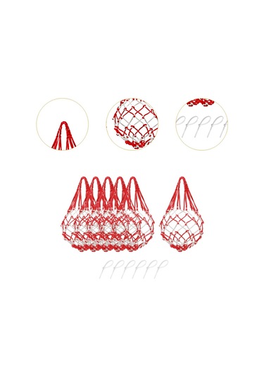 Suntek 6 Adet Karpuz Ağı Balkabağı Destek Kırmızı-beyaz