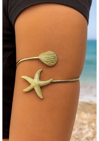 Gold Deniz Yıldızı Pazu Bandı Üst Kol Bilekliği Ayarlanabilir Gold
