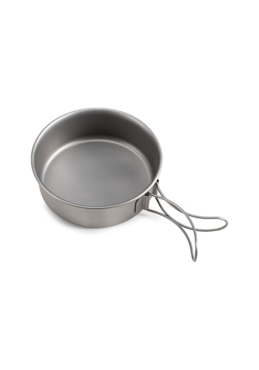 Açık Kamp Yürüyüş Pikniği İçin Katlanabilir Kulplu Ultralight Titanyum Yemek Kasesi Tavası 3pcs Gri