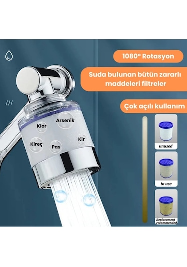 1080 Derece Dönebilen Plastik Filtreli Musluk Ucu Krom Renk