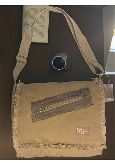 Vintage Salaş Orta Boy Unisex Günlük Çapraz Postacı Tablet Çantası M 32 Cm X 27 Cm Açık Kahverengi