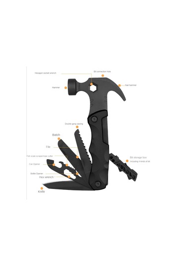 Çok İşlevli Hayat Kurtarma Pençe Çekiç Araba Hayatta Kalma Araçları Katlanabilir Açık Hava Alet Çekiç Gri