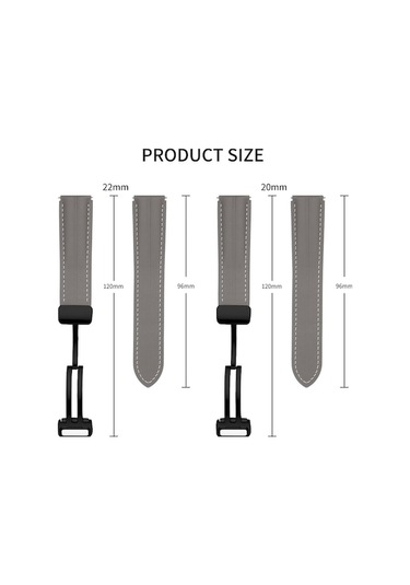 Tongxida 22mm Yivli Hakiki Deri Saat Kordonu, Siyah Tokalı