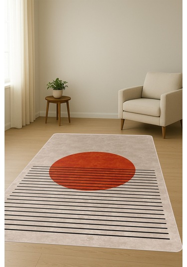 Modern Desenli Dijital Baskı Kaymaz Taban Halı H0958 Renkli