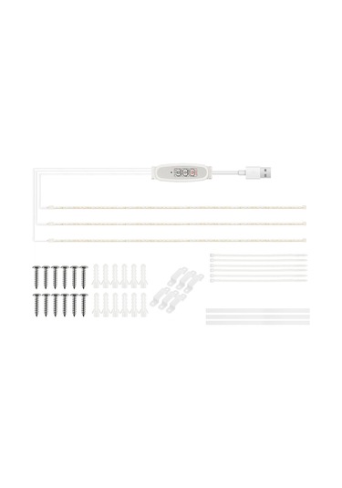 Vkemall Bitki Büyüme Lambası - 3 Kollu 100cm Kırmızı Sıcak Led Işık, 24 Saat Zamanlayıcı, 4 Parlaklık Seviyesi, Usb Güç