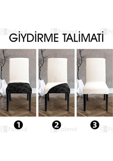 Faiend Yıkanabilir Likralı Esnek Lastikli Sandalye Kılıf Örtü Krem