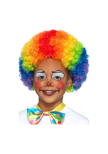 Rengarenk Kıvırcık Afro Peruk Bonus Saç Çok Renkli