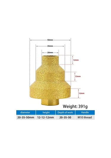 Pazly 1 Adet Elmas Freze Uçlu Fayans Kesici Mermer Raybası Duvarcılık Delme Aleti M10 Kırma Freze Uçları Delik Testeresi