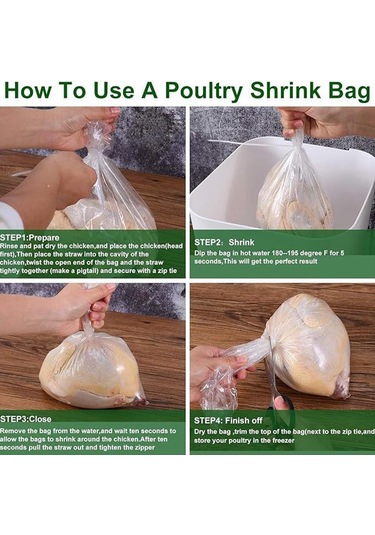 Suntek 100 Adet Şeffaf Kümes Hayvanı Shrink Torbası Çok Temizlemek