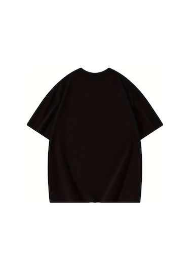 Efnaz Style Thousand Baskılı Oversize Bisiklet Yaka T-shirt - Siyah