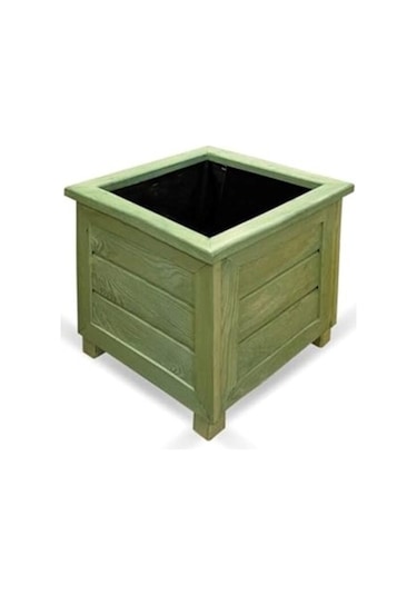 Kaf Ahşap Dekoratif Ahşap Saksı / Emprenye Yeşil