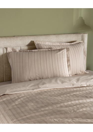 Madame Coco Nicole King Size %100 Pamuk Armürlü Nevresim Takımı - Bej Ekru