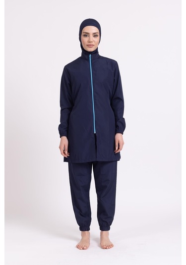 Kadın 23203 Büzgülü Paraşüt Tam Tesettür Mayo Lacivert-lacivert 34016 - 1 Lacivert