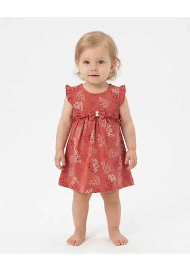 S-Mall Caramell Bebek Elbisesi - Elb7068 - Little Flower - Kiremit