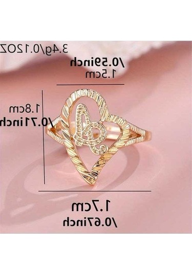 Novahub Altın Rengi 26 İngilizce Mektup Ayarlanabilir Yüzük - Düğün Band Takı, Sevgililer Günü Hediyesi, Y Altın, Günlük/kişisel/kadın Takı Altın