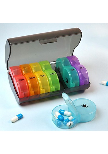 Suntek Magideal Hap Kutusu Kabı Haftalık 7 Günlük Siyah-ve-çok-renkli