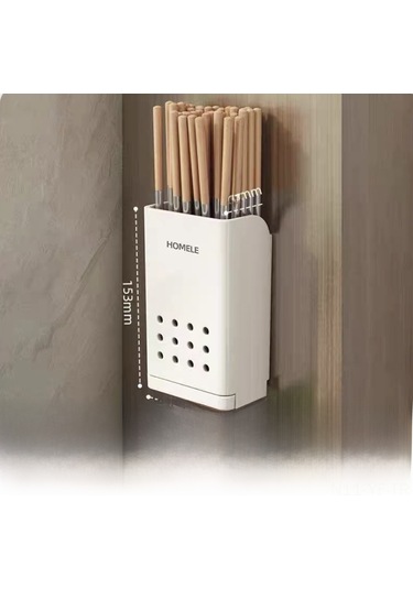 Yifomall Duvar Takılı Beyaz Çatal Bıçak Kaşık Depolama Kutusu - Delik Açmadan Kurutma Özelliği, Mutfak Organizatörü, Toptan Alım Diğer
