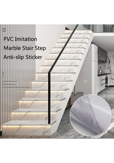Sones Pvc Taklit Mermer Merdiven Basamağı Kaymaz Etiket Kendinden Yapışkanlı Dekoratif Duvar Etiketi, Özellikler: Payetler Stili, 100x18cm Flt-006 Diğer