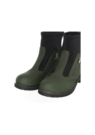 41-42-43-44 Numara K606 Haki Siyah Büyük Numara Üst Kalite Kadın Bot Rahat Kalıp Haki