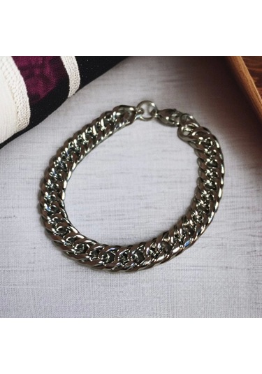 Gümüş Renk, Modern Halkalı Paslanmaz Çelik Erkek Bileklik 20 Cm Çok Renkli