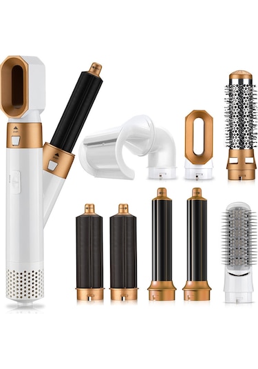8 In 1 Çok Fonksiyonlu Saç Kurutma Maşa Düz Saç Kıvırcık Saç Şekillendirme Makinesi Beyaz