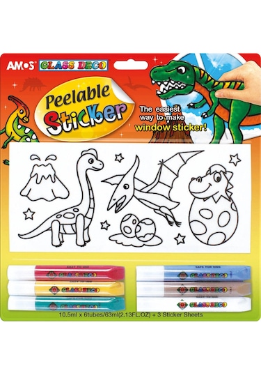 Amos Cam Boyama Seti Peelable Stıcker 6 x 10.5 ML Çok Renkli