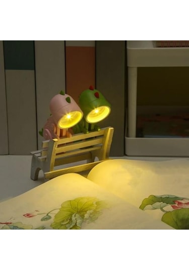 Gri Yeşil Görünüm Sevimli Titreşimsiz Mini Boyut Göz Koruması Gece İle Karikatür Dinozor Lamba Esnek Uzuvlar Gri Yeşil