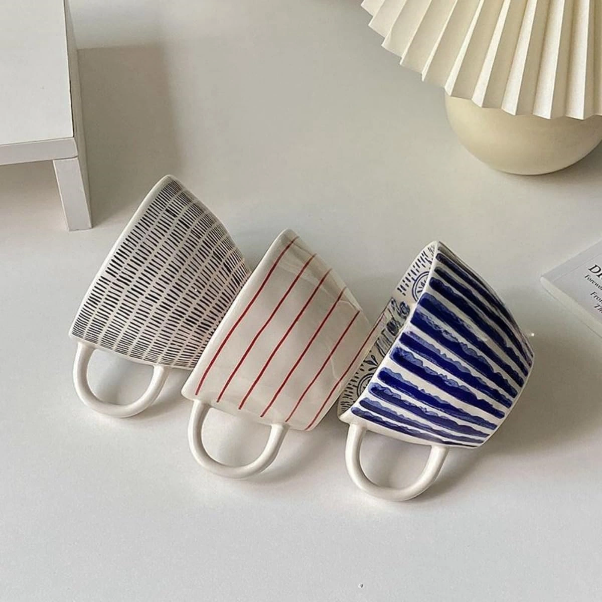 Retro Seramik Kupa Düzensiz Saplı Seramik Kahve Kupası 340ml/11.5oz Su Bardağı Sevimli Yenilikçi Çocuk Doğum Günü Hediyesi Diğer