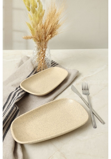 Keramika Mat Krem Tetra Kayık Tabak 21 Cm 2 Adet 039 Krem
