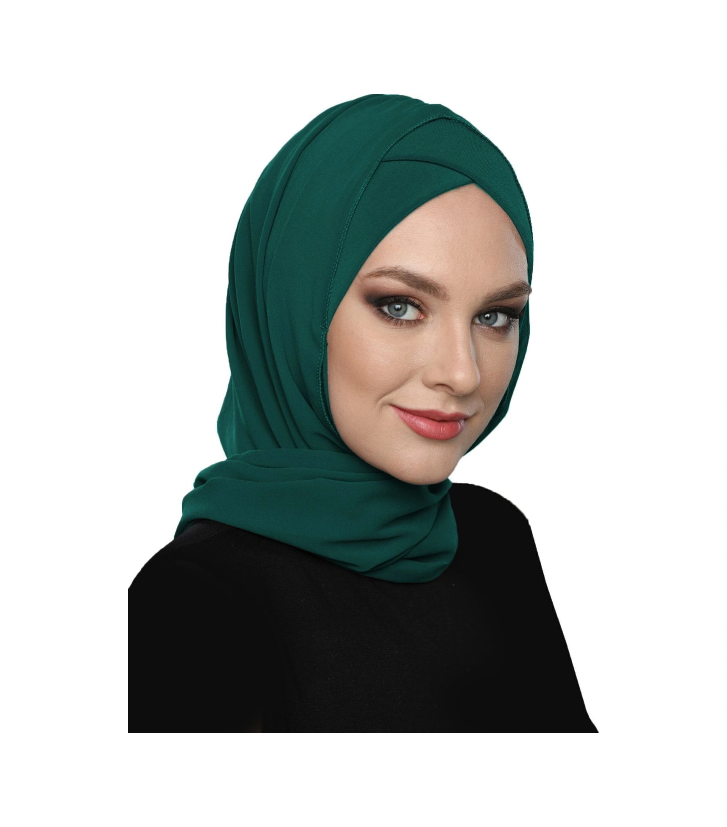 Şallı Takmatik Sade Yeşil Hazır Türban Tesettür Bone Namaz Örtüsü Hürrem