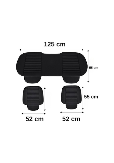 Teknomndr00266 Su Geçirmez Ön Arka Araba Koltuk Minder Deri Siyah Oto Koltuk Minderi 3'lü Oturak Örtüsü