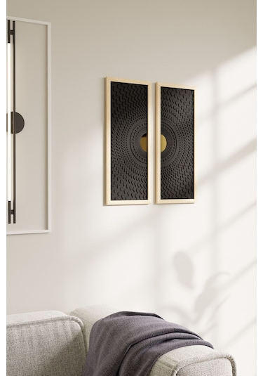 Dekoratif Modern Tasarımlı 2'li Ahşap Tablo