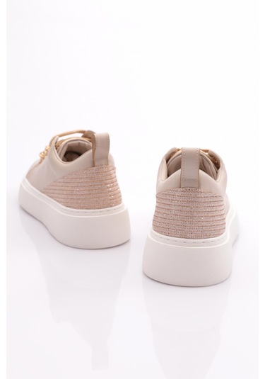 Dgn Es863 Kadin Kalin Renkli Kristal Taşli Sneakers Ayakkabi ES863-2007-R0152 Bej