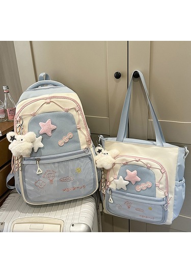 Renkli Çocuk Sırt Çantası - 3-6. Sınıflar İçin Çizgi Karakterli, Hafif Kompakt, Yüksek Çekicilikte Okul Çantası Açık Mavi