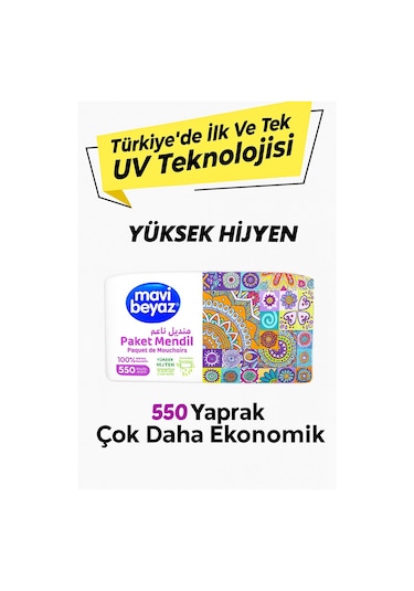 Mavi Beyaz Pratik Paket Çek Kullan Mendil - Peçete 6x550 Yaprak