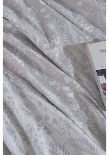 Elart Mokka Keten Görünümlü Yatak Örtüsü Pike Seti 3 Parça Çift Kişilik Gri