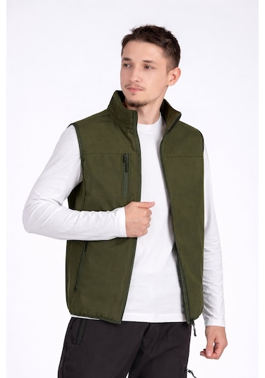 Vatan Tekstil Softshell Dik Yaka Erkek Yelek Haki