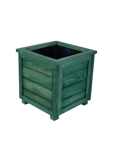 Kaf Ahşap Dekoratif Ahşap Saksı / Zümrüt Yeşili