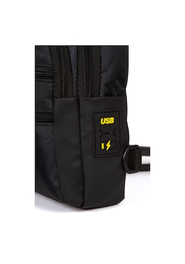 Newish Polo Erkek Kumaş Usb Kulaklık Çıkışlı Bodybag Göğüs Ve Omuz Çantası New172 - Siyah - Sarı
