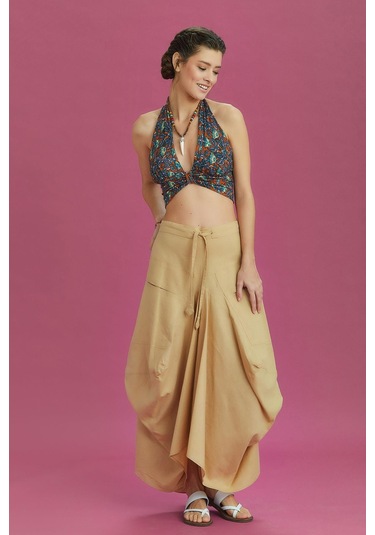 Bohem Tarz Cepli Beli Bağcıklı Uzun Salaş Etek 001